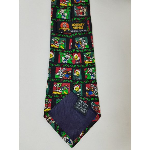 Looney Tunes Men's Neck tie Necktie Christmas Holiday Silk 1998 vintage - Picture 4 of 7
